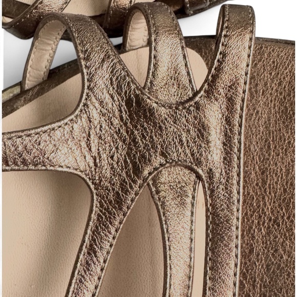 Salvatore Ferragamo Metallic Bronze Leather Strappy Sandals – Size 9B - Picture 5 of 7